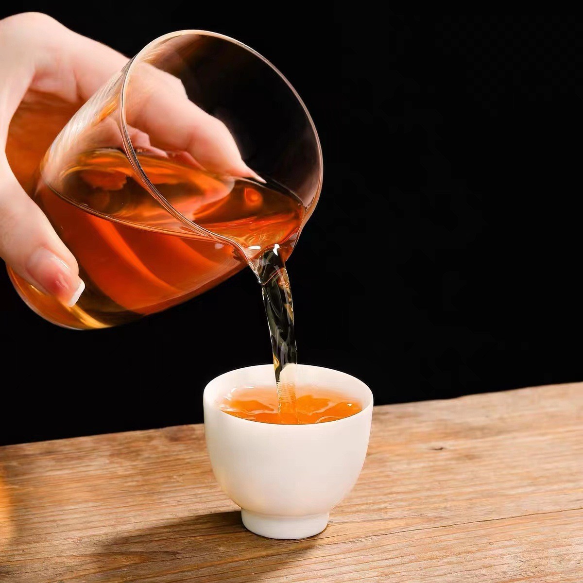 Transparent high borosilicate glass fair cup thickened Japanese-style household tea set heat-resistant tea sea small size cup tea dispenser