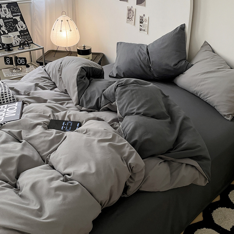 Solid color four-piece bed sheet quilt cover student dormitory single bed supplies three-piece wholesale foreign trade cross-border