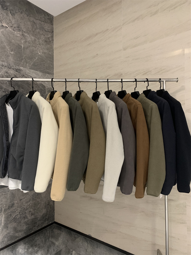 Island Country Single ~ Irresistible Warmth Couple Style Double Layer Retro Polar Fleece Cashmere Stand Collar Jacket