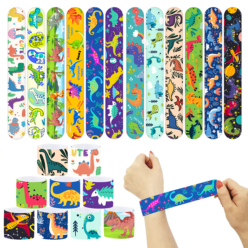 New Jurassic World Dinosaur Snap Circle Retro Footprint Party Pvc Pat Children's Bracelet Toy