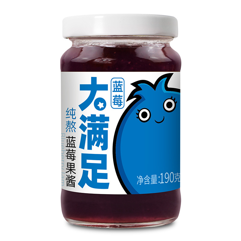Zhongjing Pure Blueberry Jam with Large Fruit Pieces for Spreading on Bread, Toast, and Baking, Special Jam for Yam, 190g with Many Fruit Pieces