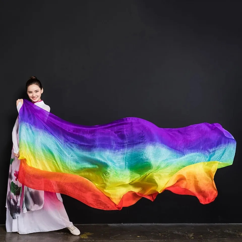 Belly Dance Gauze Scarf, Imitation Silk Dance Hand Scarf, Colorful Gradient Belly Dance Scarf, Children's Dance Gauze Scarf