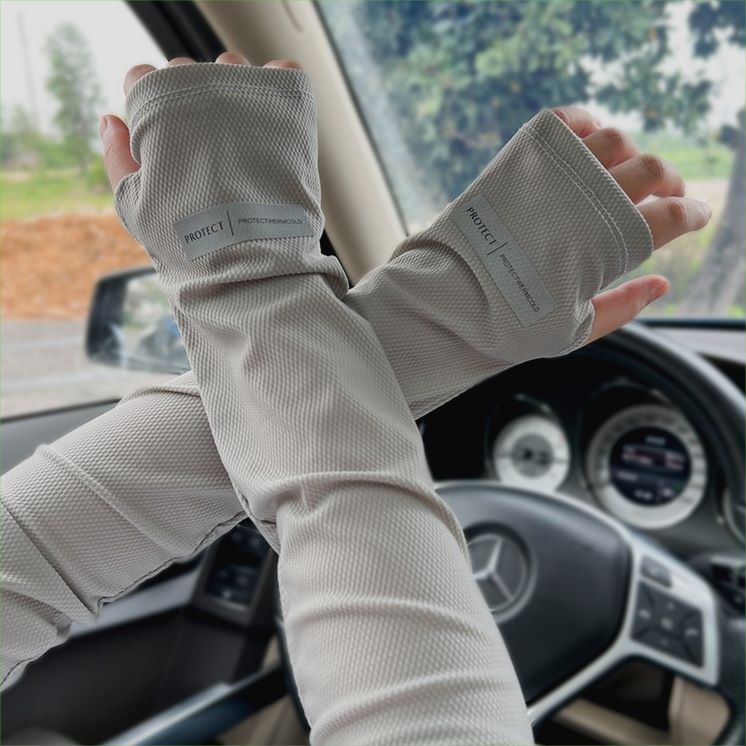 Summer Driving Outdoor Sunscreen Ultraviolet Thin Ice Silk Loose plus size Hand Sleeve Arm Protection Gloves for Men and Women