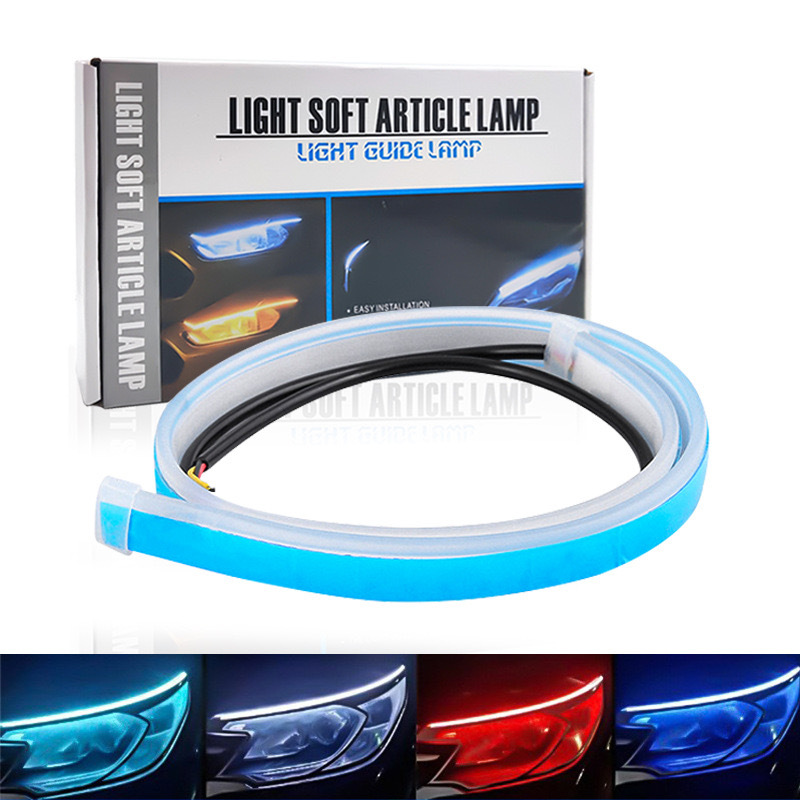 Автомобильный ультратонкий светодиодный дневной ходовой свет с двухцветной лентой