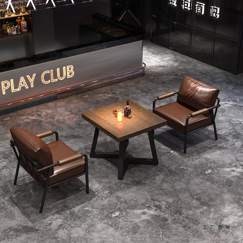 Sofa Chair for Small Apartments, Bar, Camping Style, Home Use, Solid Wood Table and Chair Set, Booth for Barbecue Restaurant, Folk Music Bar, Small Tavern Sofa