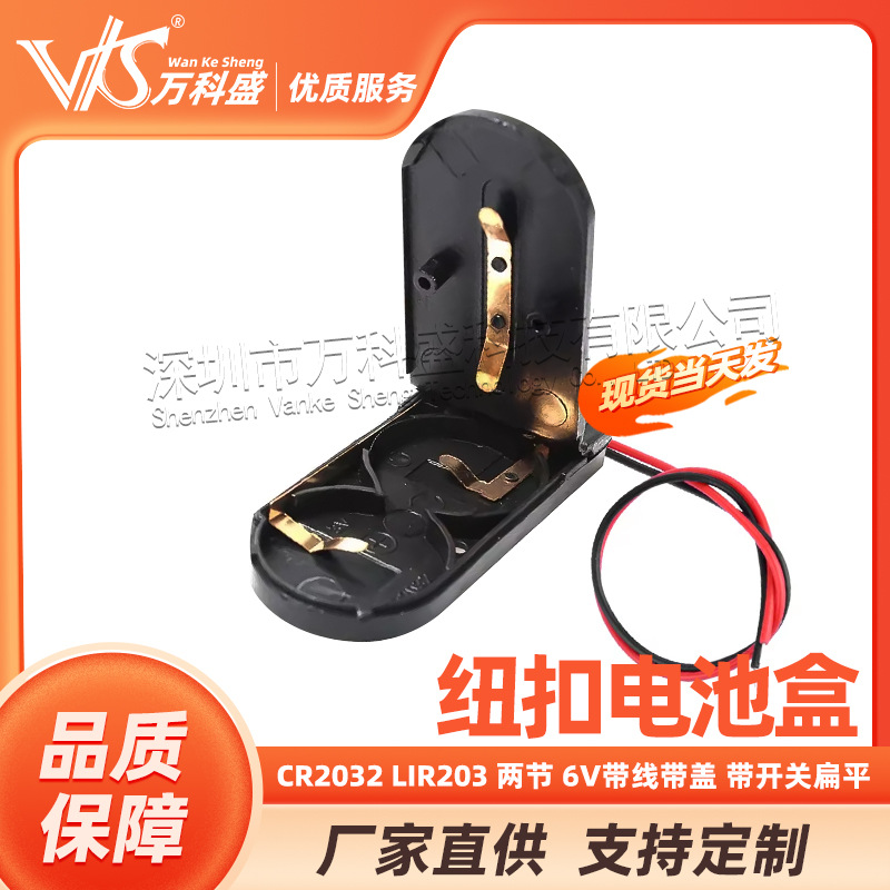кнопочная батарея CR2032 LIR203 2 две 6В с проводом с крышкой с переключателем батарейный короб