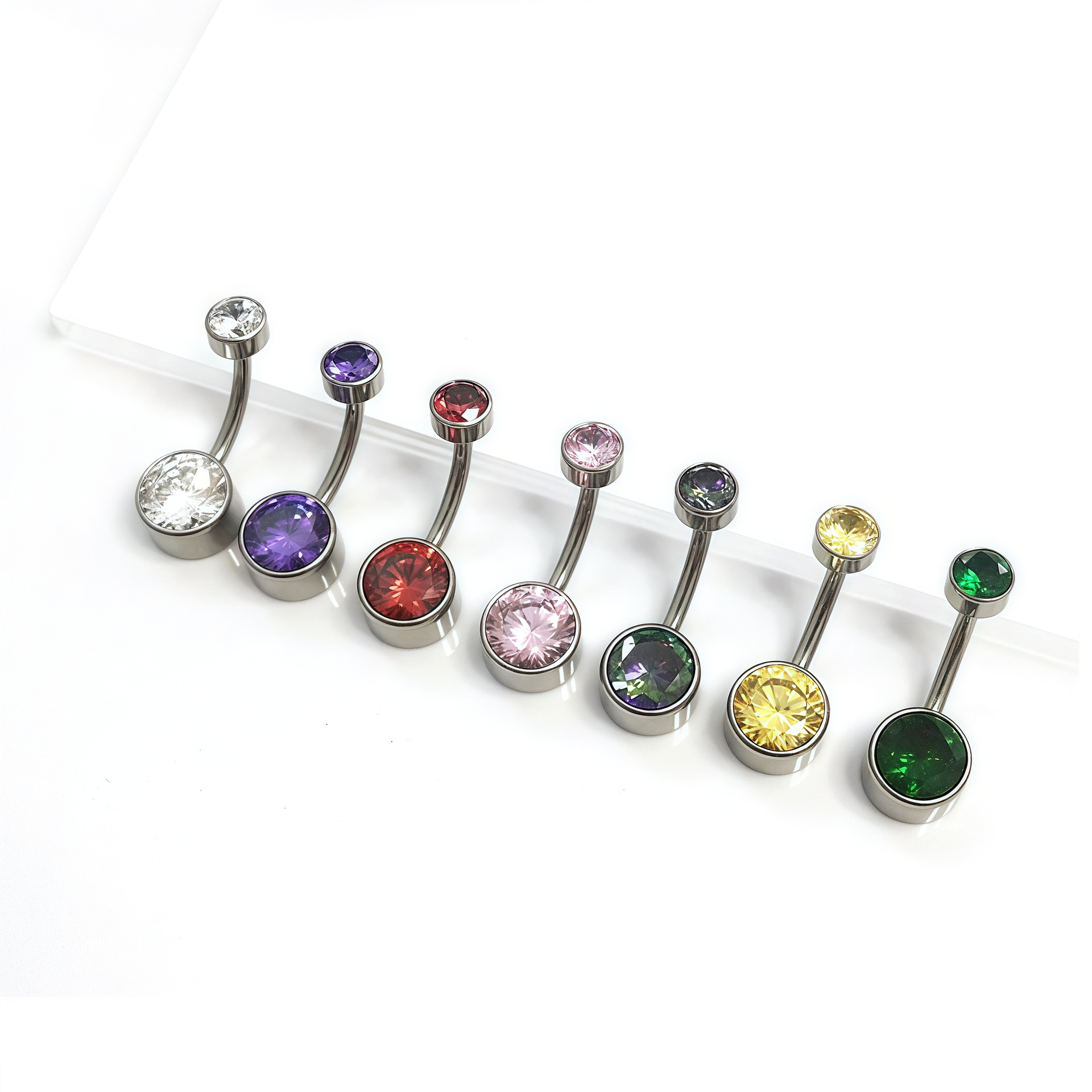 F136 Titanium Alloy Navel Nail Round Zircon Inlaid Opal Zircon Navel Ring Internal Thread Titanium Alloy Jewelry