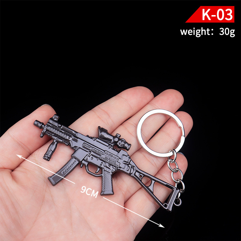 Metal Mini Gun Pendant Keychain Weapon Alloy Gun Model Chicken Game Peripheral Toys