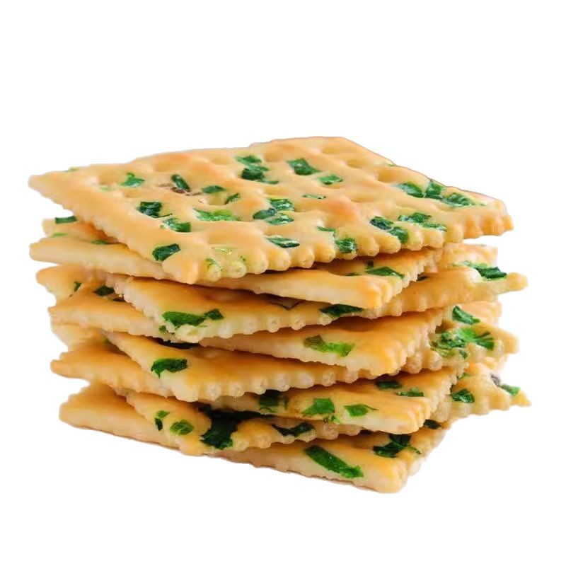 Whole Box of Scallion Soda Crackers, Onion-Flavored Salty Snacks, Leisure Food, Gourmet Bulk-Packed Sugar-Free Soda Crackers