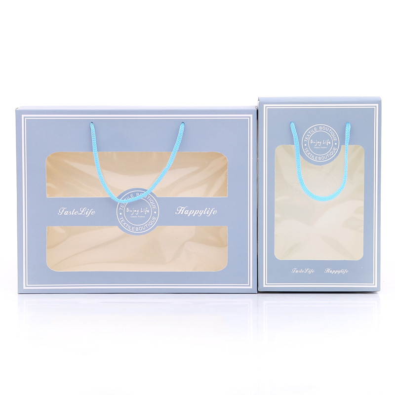 Factory wholesale towel packing box two towel empty box gift box with portable opening event