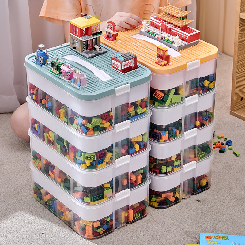 Plastic Toy Storage Box, Creative Lego Storage Box, Building Block Sorting Storage Box, Small Toy Compartment Large Box