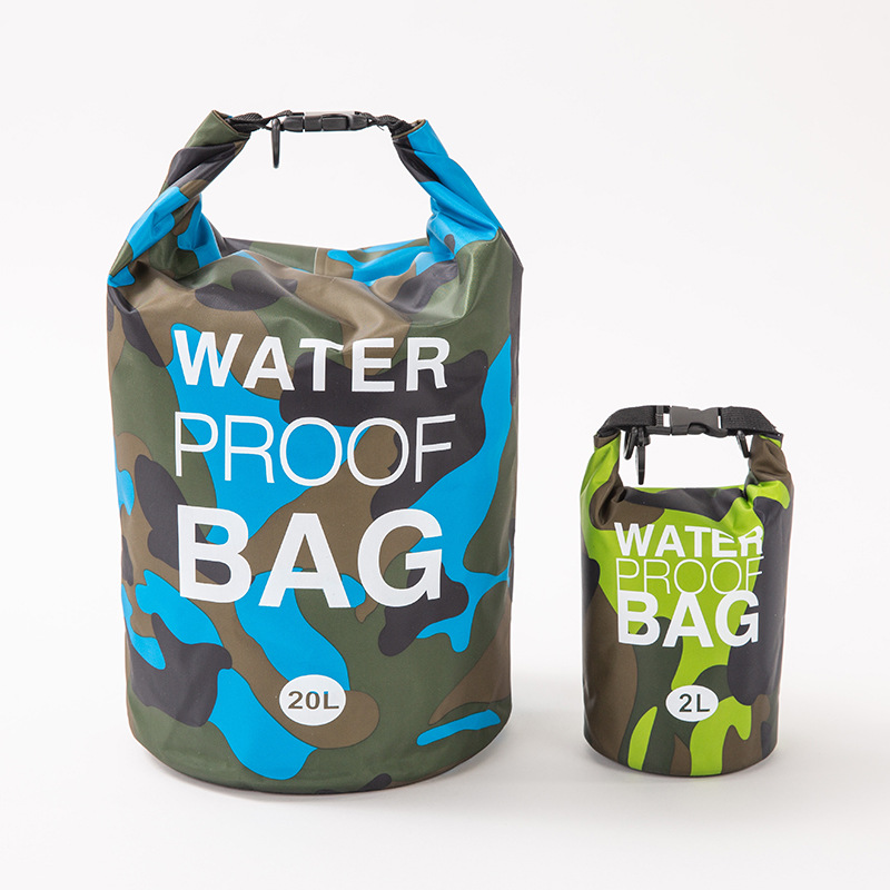 Polyester Camouflage Waterproof Bag Single Shoulder Double Shoulder Waterproof Barrel Bag Waterproof Bag Drift Bag Outdoor Supplies