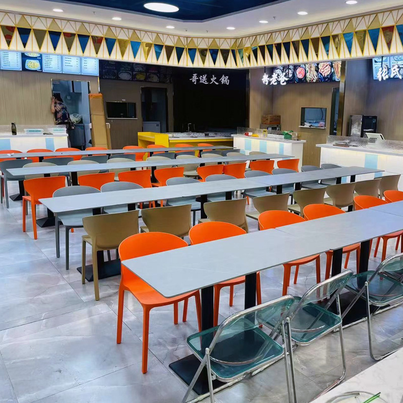 Commercial Fast Food Restaurant Rock Slab Dining Table