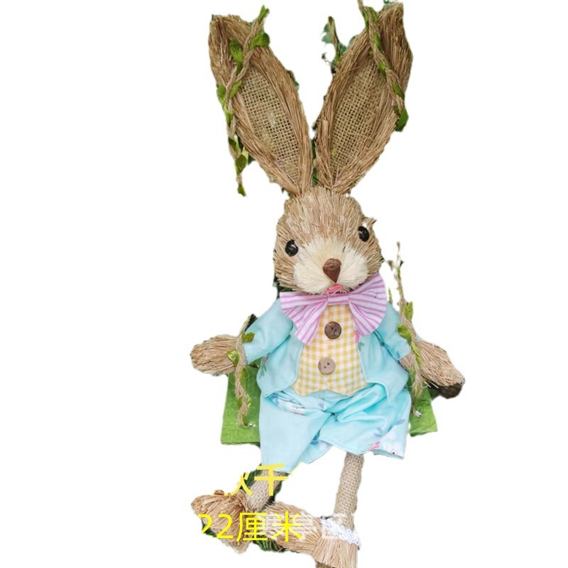 Pastoral Style Swing Rabbit Straw Rabbit Pendant String Handmade Rabbit Mori Birthday Christmas Gift
