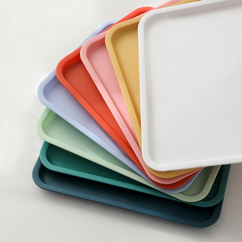 Casual Tray Household Fruit Tray Plastic Dinner Plate Rectangular Kindergarten School Meal Delivery School Canteen Wholesale