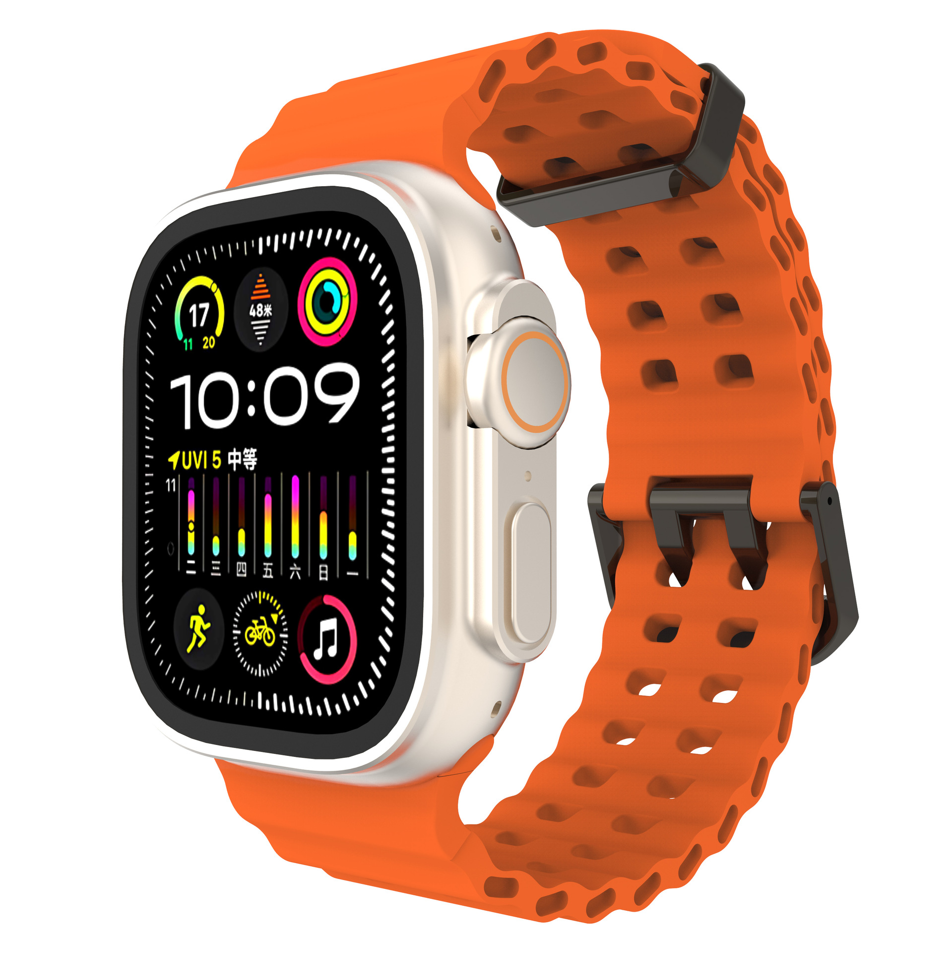 Suitable for Apple Watch Ultra 987654321 Generation Sports Breathable Double Button Silicone Watch Band