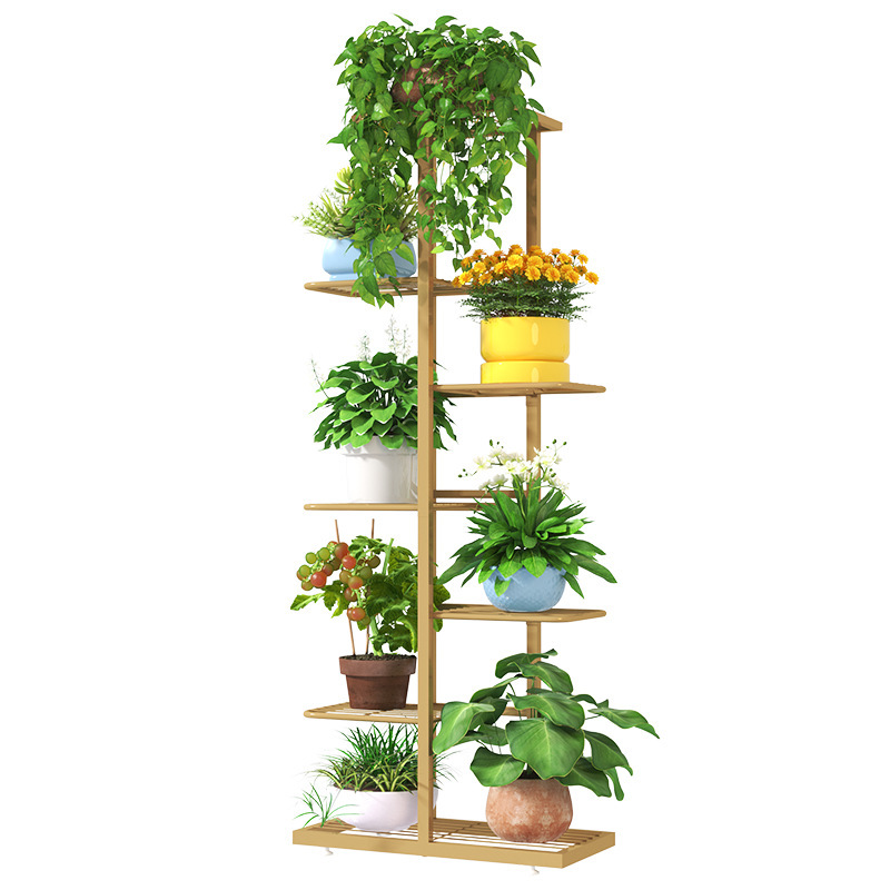European-style flower shelf iron multi-layer indoor living room balcony storage rack Green rose flower pot stand floor-standing home floor