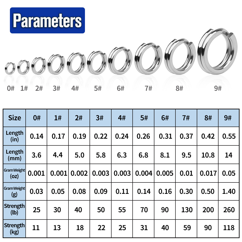 Stainless steel double-ring Luya bait pressure flat ring bait hook connector reinforced flat O-ring fishing gear accessories