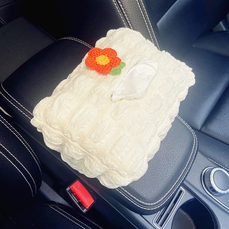Waffle Bubble Puff Car Tissue Box elastic band tissue box adjustable napkin carton tissue set
