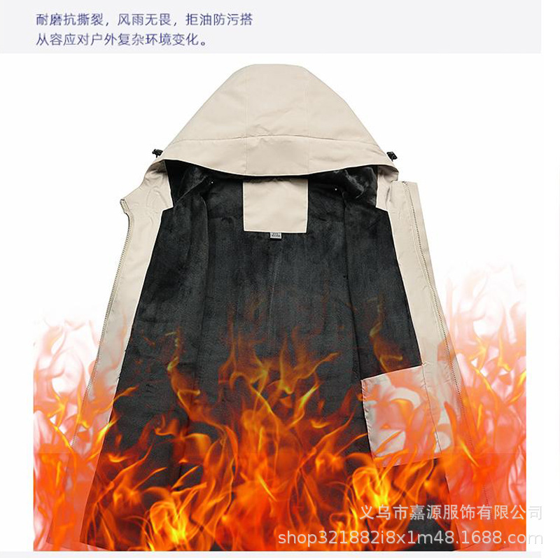 Autumn and Winter Fleece-Lined Thickened Softshell Workwear with Custom Logo, Outdoor Waterproof Windbreaker with Embroidery and Printed Design, Cold-Resistant Work Uniform