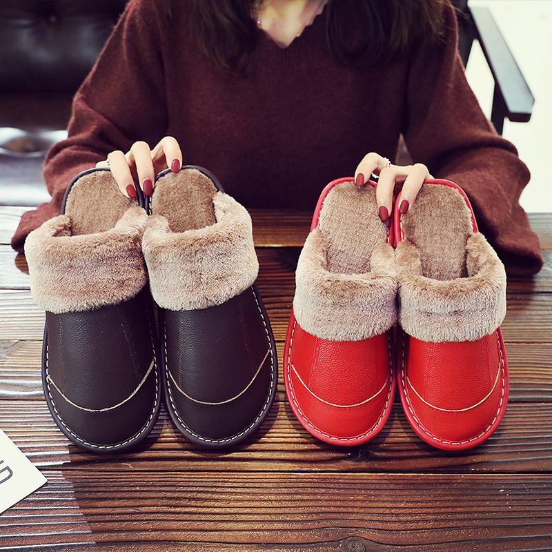 Хлопковые тапочки с толстой подошвой, домашние, утолщенные, теплые, нескользящие, парные, indoor, кожаные тапочки