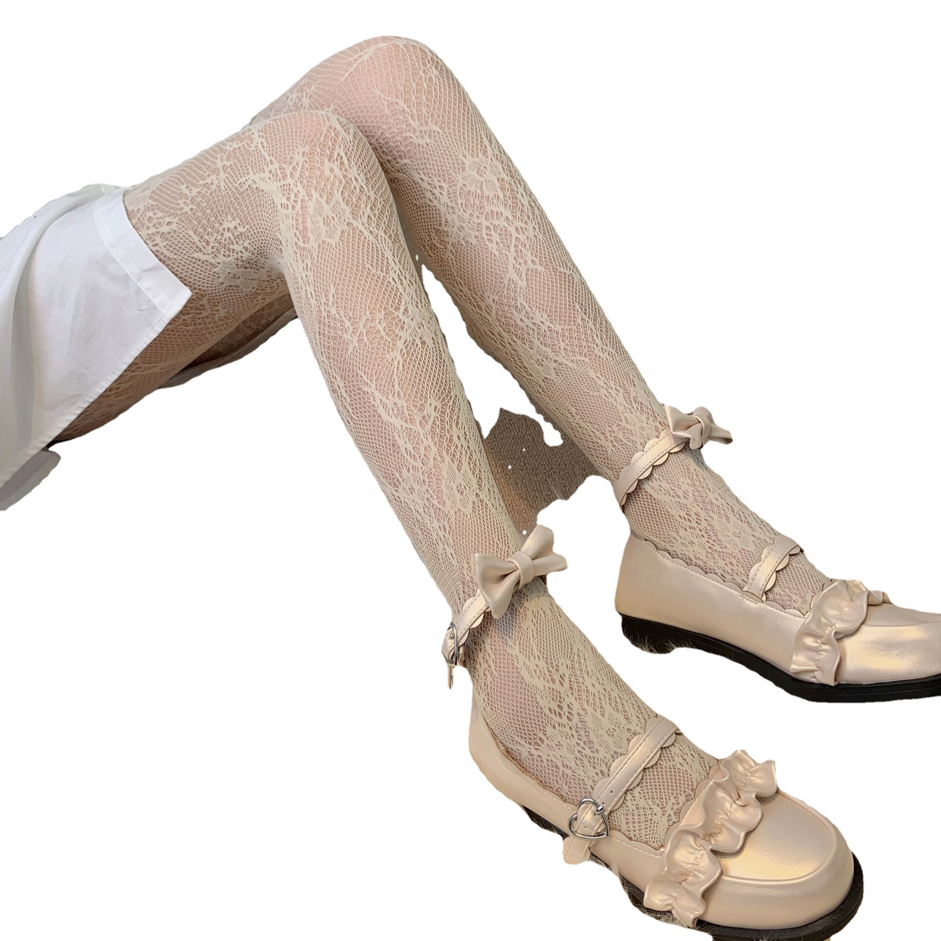 Jacquard Fishnet Stockings Stockings One-Piece Lace Women's Summer Thin Pantyhose Black Large Size Stockings Bottoming Mesh Fishnet