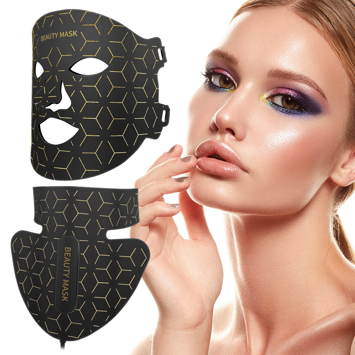 Silicone Mask Instrument Seven Color Light Mask Led Beauty Instrument 3D Three-Dimensional Beauty Mask with Neck Chest Rejuvenation