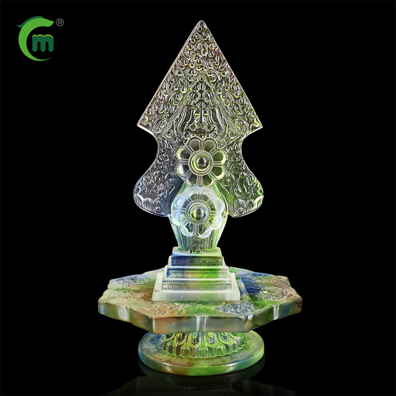 Fengming Coloured Glaze Three Fundamental Doma Eating Seed Flower Xizang-style Home Decoration Buddha Hall Etiment Table Etiorment Ornaments