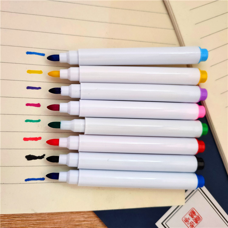 Factory wholesale black color whiteboard pen creative with brush water-based small size erasable pen advertising LOGO printing