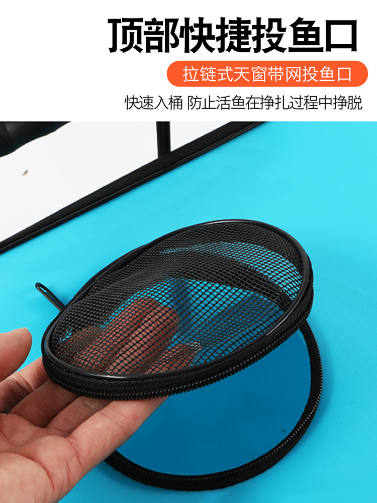 EVA folding fish bucket 30-70cm with anti-jump net strap live fish bucket oxygen pump large capacity fishing bucket wholesale