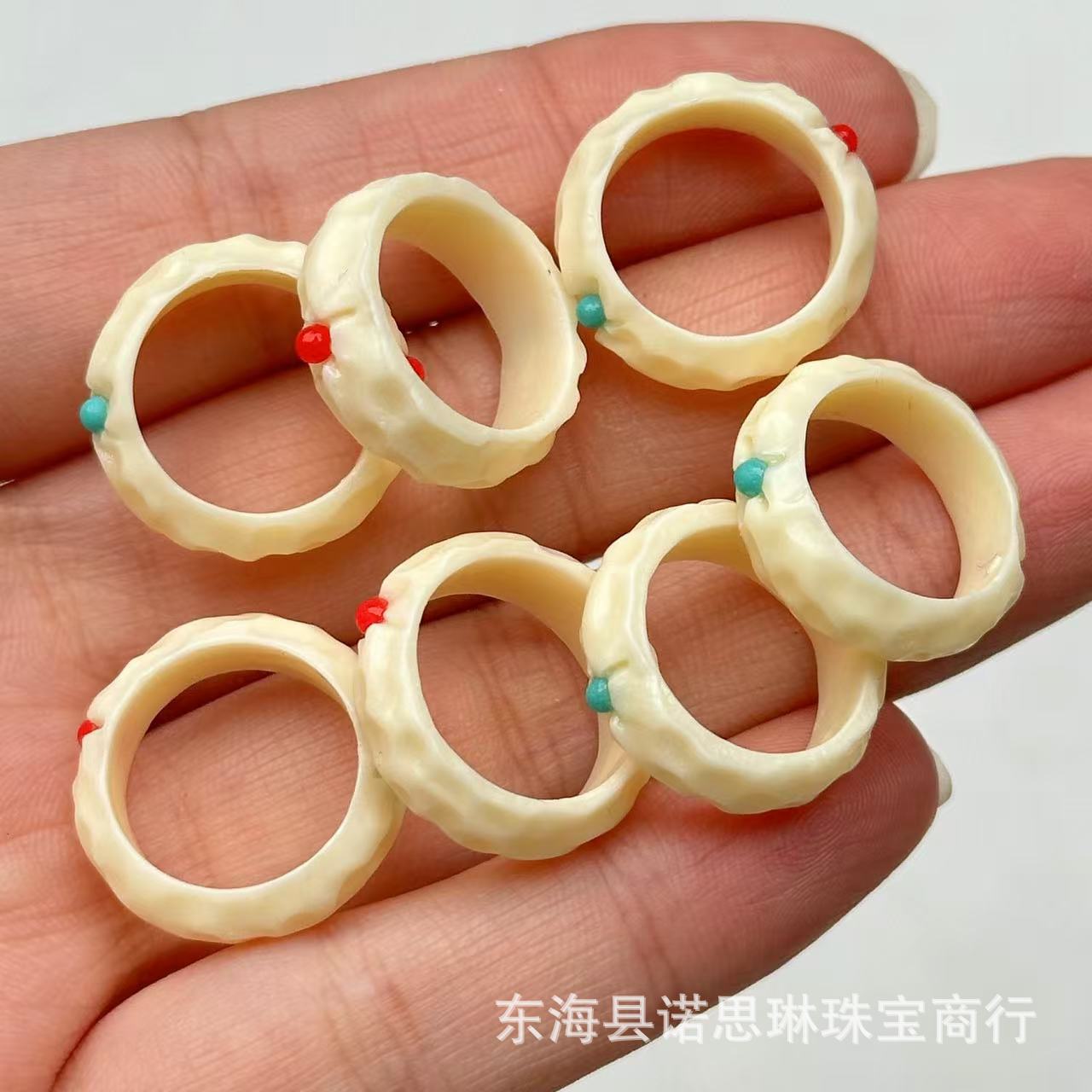 Ivory Fruit Inlaid with Duobao Sun Moon Stars Running Ring DIY Wen Play Buddha Beads Jewelry Accessories Accessories Bead Handstring Hand