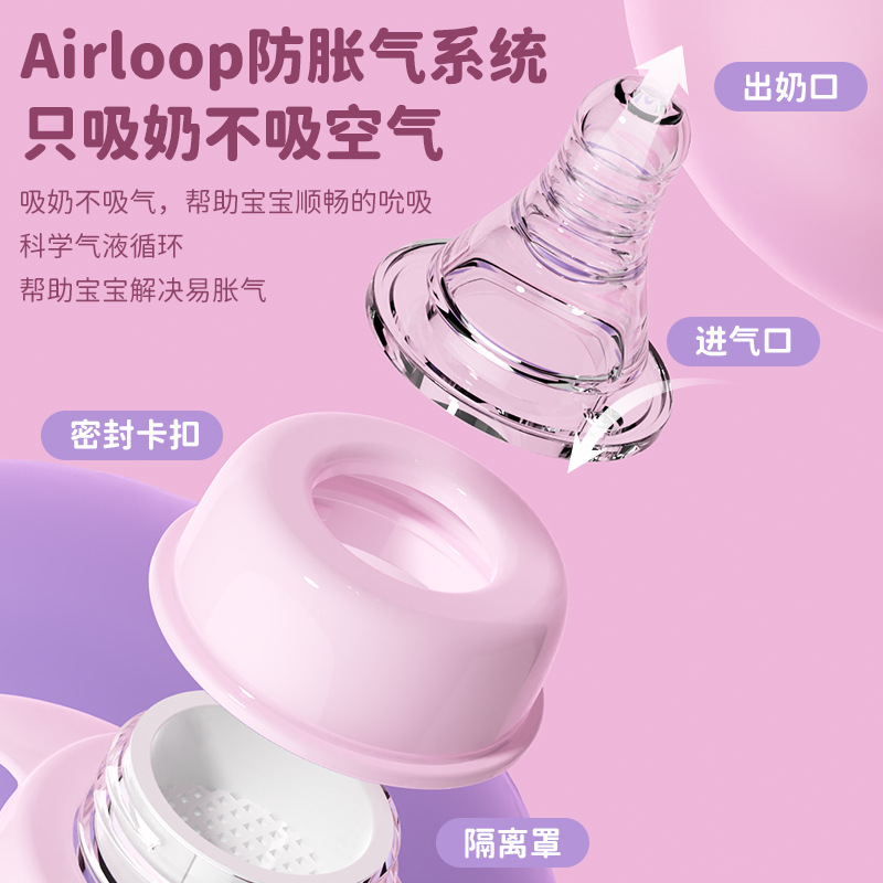 Baby Bottle Newborn Anti-Fall Pp Bottle Baby Anti-Choking Anti-Flatulence Bottle with Handle Mother and Baby Supplies Wholesale