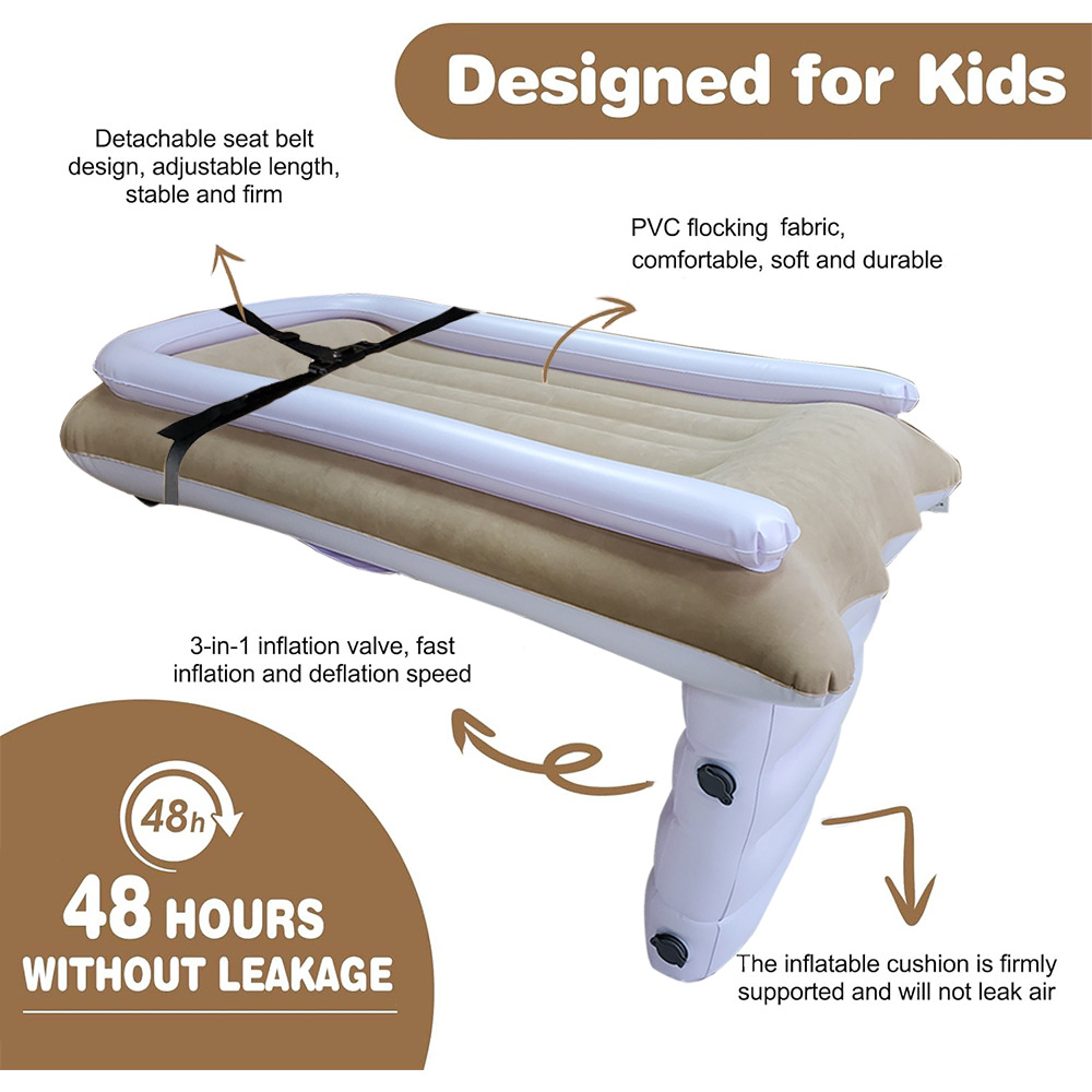 Утолщенный флокированный детский надувной матрас для высокоскоростного поезда, автомобильная задняя складная воздушная подушка, детский матрас против падения