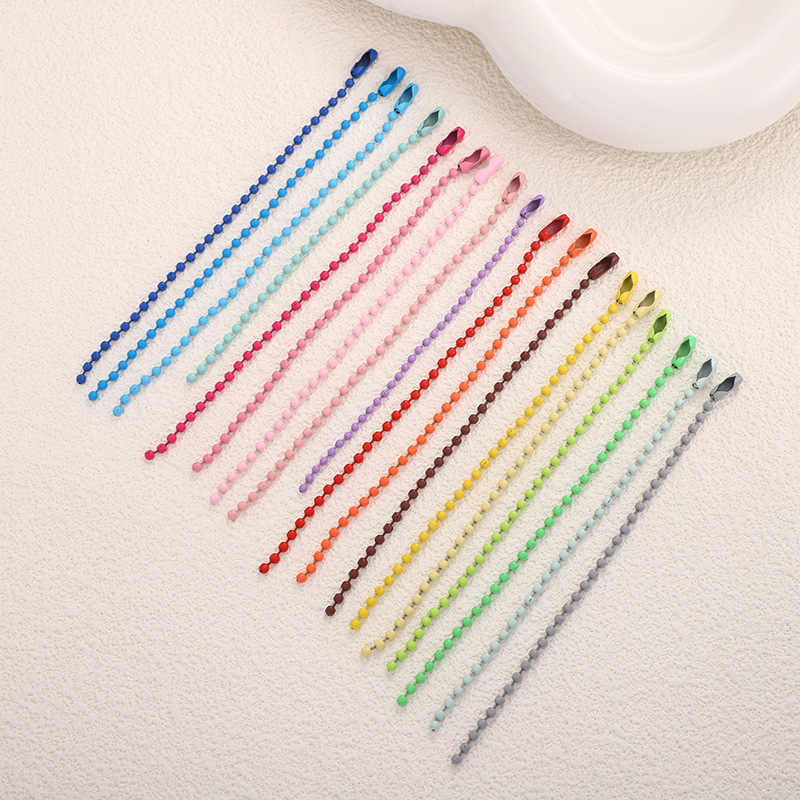 2.4mm Color Bead Chain Hanging Chain Pendant Baking Paint Iron Bead Chain Buckle Small Toy Pendant Hanging Tag Chain Diy Accessories