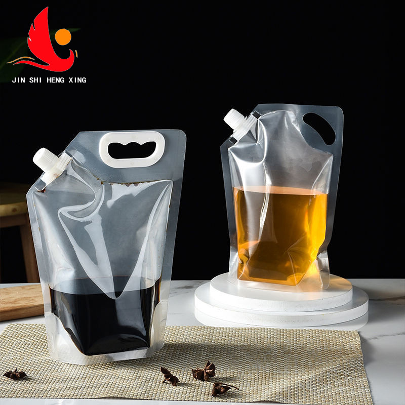 Bulk beer suction nozzle packaging bag large caliber portable self-supporting suction nozzle bag take-out hot pot soup chicken soup packaging bag