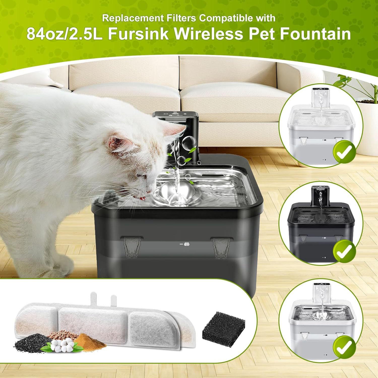 Pet Water Dispenser Filter, Suitable for Downy Paws, Wireless Cat Fountain Filter Element Manufacturer Wholesale