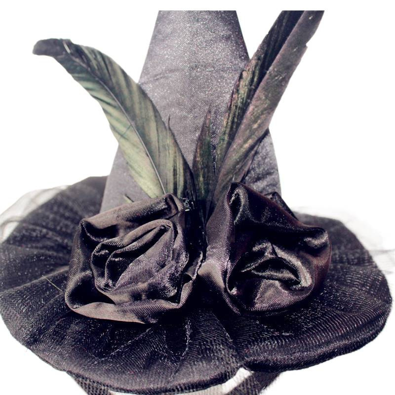 Carnival Party Halloween Prom Supplies Witch Hat Headband Retro High-End Headband Mesh Feather Style Purple