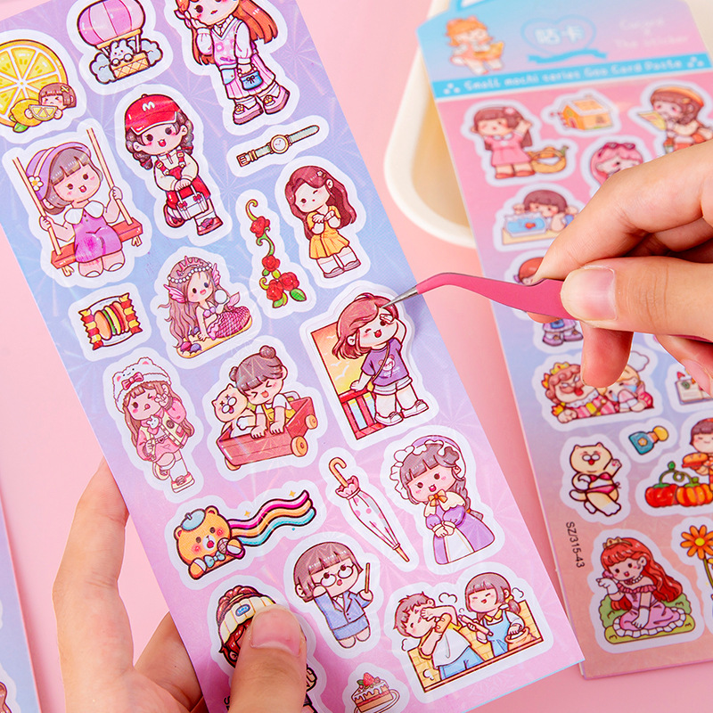 Kapibala Laser Hand Account Sticker Children's Cartoon DIY Cut-Free Goo Card Sticker Decorative Material Sticker