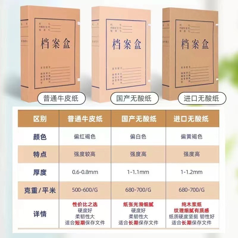 Customized File Box Kraft Paper File Box Cadre Personnel File Box Accounting File Box Thickeneded File Box Plastic