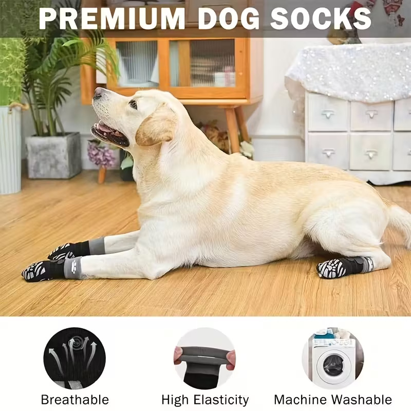 Cross-Border Hot Selling Pet Socks Waterproof Anti-Slip Dog Socks Outdoor Medium and Large Dog Foot Covers Dog and Cat Socks
