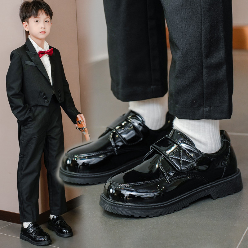 Children's Shoes, Boys' Leather Shoes, Spring & Fall 2025 New Korean Style British Style Black Soft Sole Primary School Students' Campus Performance Shoes