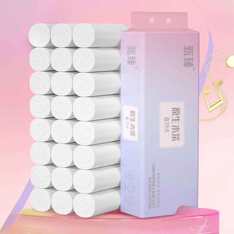 Toilet Paper Roll Paper Toilet Paper Virgin Wood Pulp Package Number Coreless Household Roll Full Box Roll Wholesale