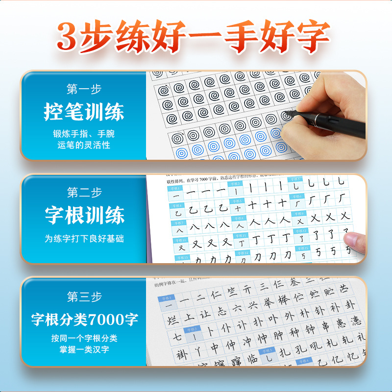 Ink point copybook jingxiaopeng calligraphy root quick practice 7000 characters regular script copybook hard pen calligraphy practice copybook copy copybook