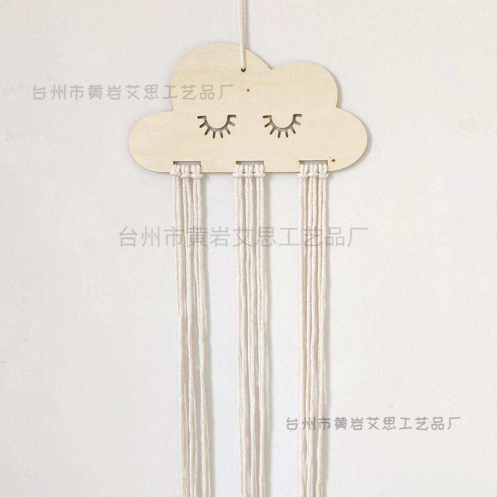 Cross-Border Ins Scandinavian Style Wood Chip Cloud Hairpin Storage with Princess Hairband Jewelry Organizing Pendant DIY Accessory Bag
