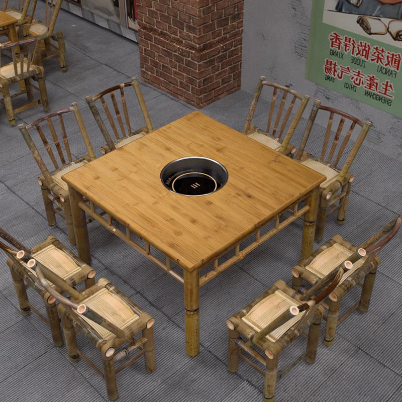 Набор столов и стульев для ресторана, стол восьми бессмертных, квадратный стол, коммерческий обеденный стол и стулья для ресторана с горячим горшком, стол для заваривания чая у плиты