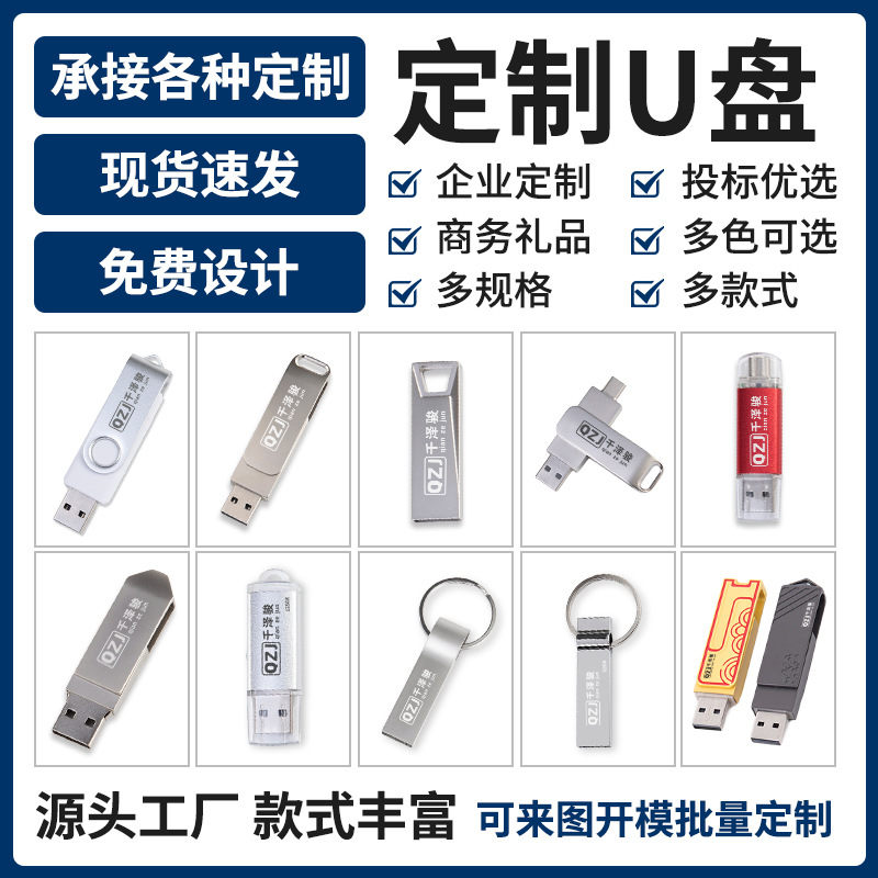 Rotating U disk logo custom usb128g large capacity 1t/2t clip U disk 64g foreign trade mobile phone USB wholesale