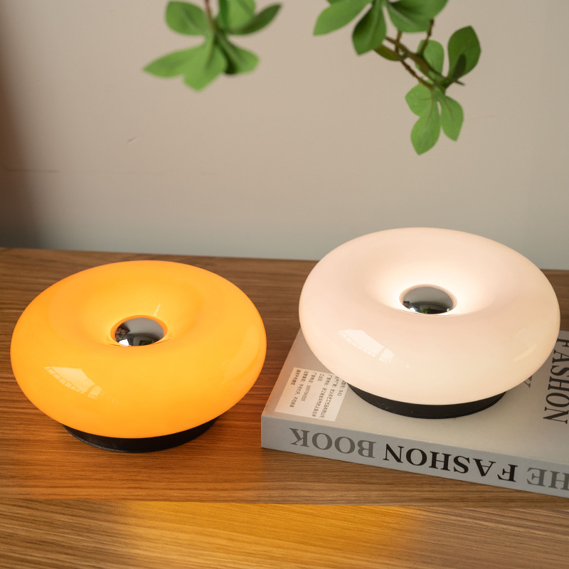 Bedside High-End Internet Celebrity Donut Charging Night Light Creative Decorative Table Lamp Atmosphere Lamp Glass Table Lamp