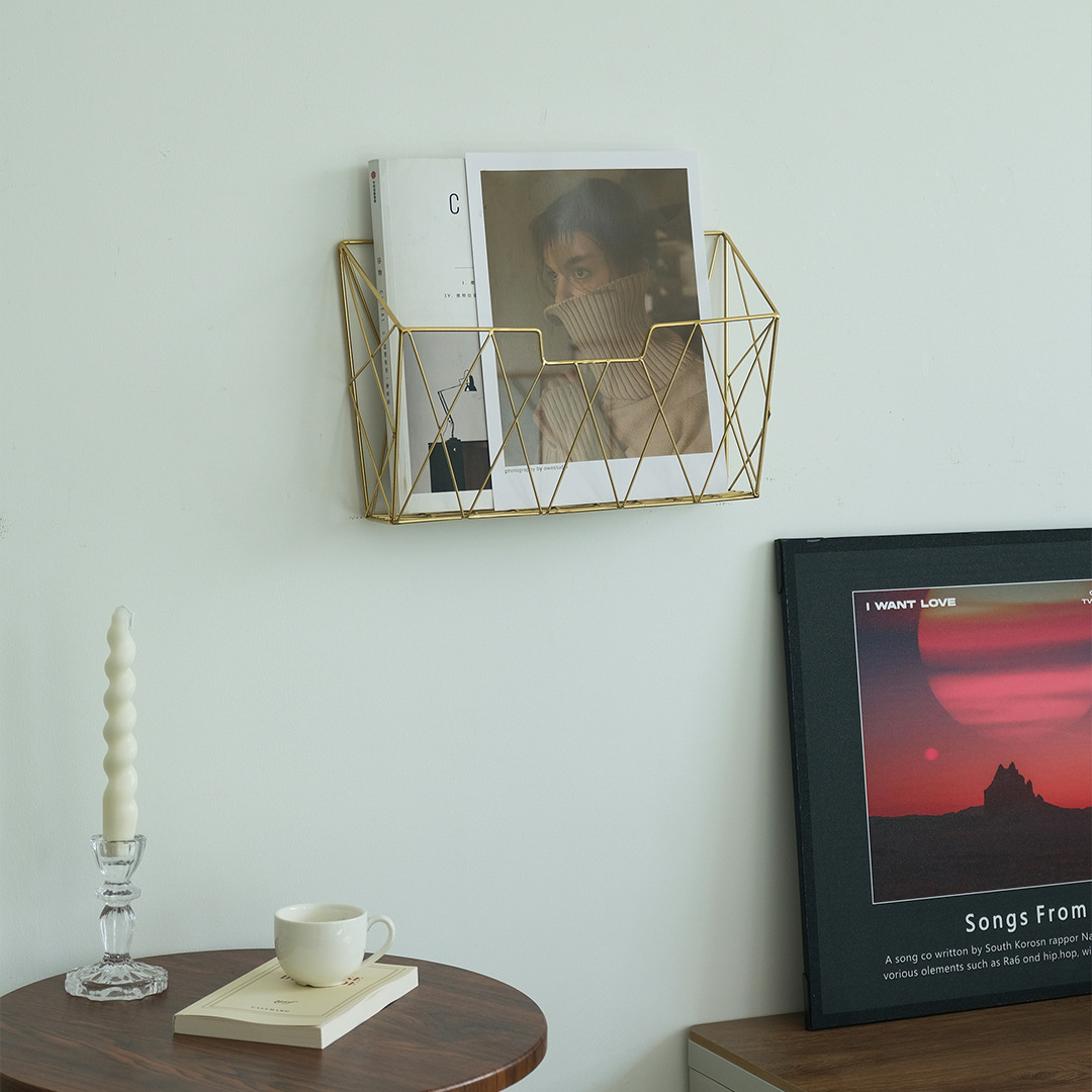 Cross-Border Wall-Mounted Bookshelf Nordic Simple Iron Art Creative Metal Craft Bookshelf Home Magazine Storage Shelf