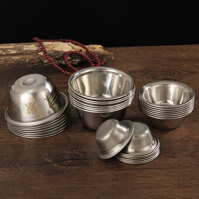 Stainless Steel Bowl Eight Cup Sacred Water Cup Water Cup Eight Auspicious Gold Ghee Desktop Ornaments Household