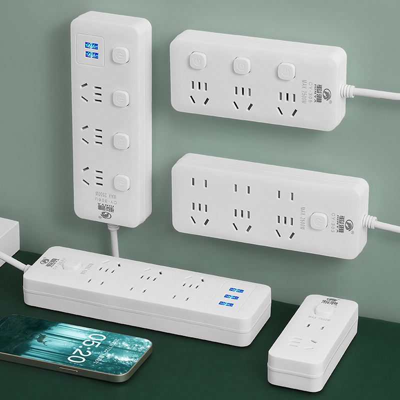 Умная USB-розетка многофункциональная с кабелем, настенная розетка на пять отверстий